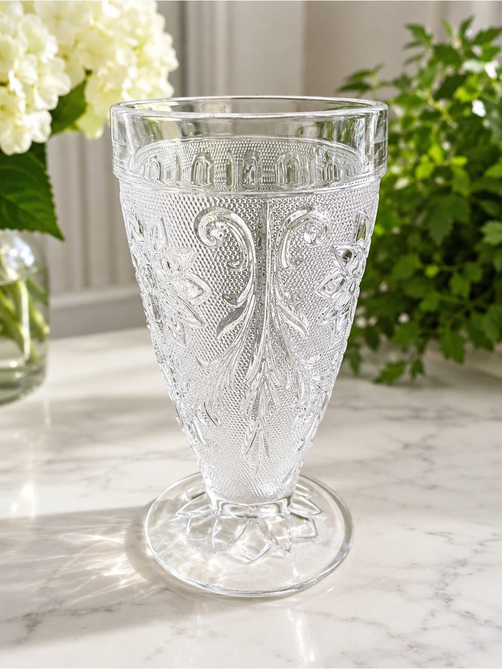 Vintage Indiana Glass Sandwich Clear Tiara Iced Tea Goblet